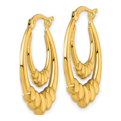 Gold-Plated Sterling Silver Scalloped Hoop Earrings – view 3