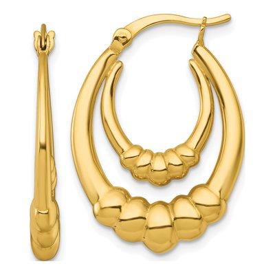 Gold-Plated Sterling Silver Scalloped Hoop Earrings