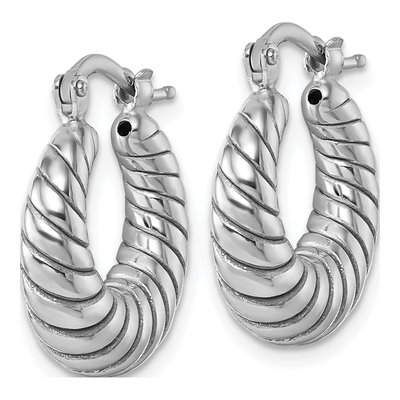 Sterling Silver 22mm Twisted Tube Hoop Earrings – view 3