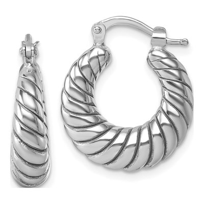 Sterling Silver 22mm Twisted Tube Hoop Earrings