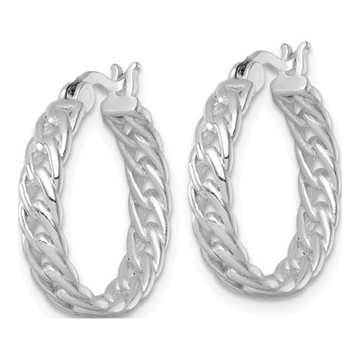 Sterling Silver 20mm Curb Link Round Hoop Earrings – view 3