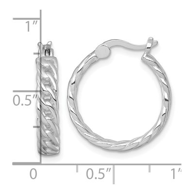 Sterling Silver 20mm Curb Link Round Hoop Earrings – view 4