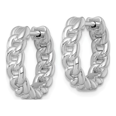 Sterling Silver 16mm Curb Link Huggie Hoop Earrings – view 3