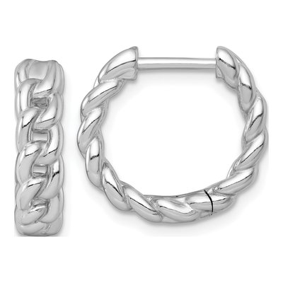 Sterling Silver 16mm Curb Link Huggie Hoop Earrings