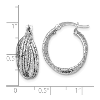 Sterling Silver 20mm Textured Crisscross Hoop Earrings – view 4