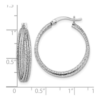 Sterling Silver 25mm Textured Crisscross Hoop Earrings – view 4