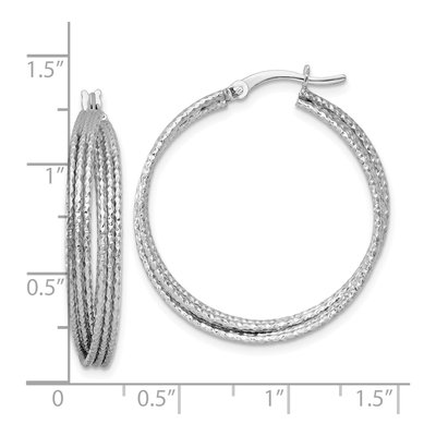 Sterling Silver 31mm Textured Crisscross Hoop Earrings – view 4