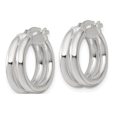 Sterling Silver 18mm Double Tube Hoop Earrings – view 3