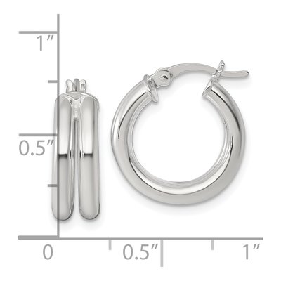Sterling Silver 18mm Double Tube Hoop Earrings – view 4