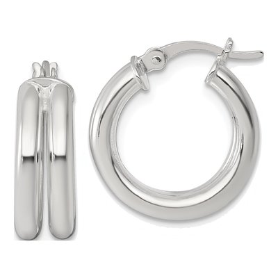 Sterling Silver 18mm Double Tube Hoop Earrings