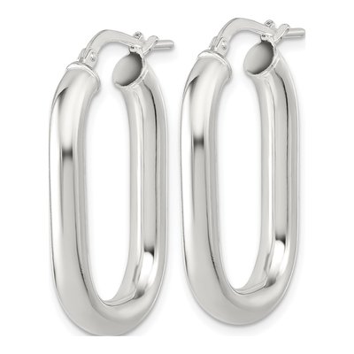 Sterling Silver 32mm Oval Hoop Earrings – view 3