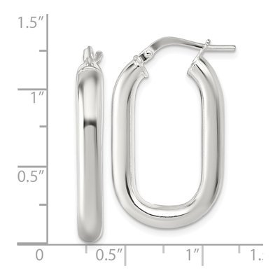 Sterling Silver 32mm Oval Hoop Earrings – view 4