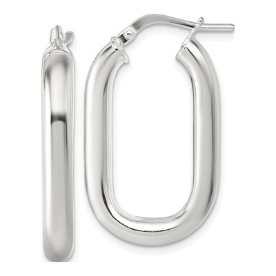 Sterling Silver 32mm Oval Hoop Earrings