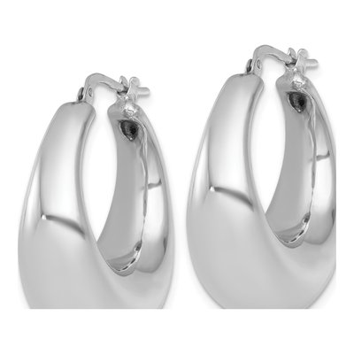Sterling Silver 31mm Puffed Hoop Earrings – view 3