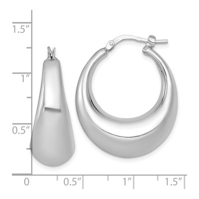 Sterling Silver 31mm Puffed Hoop Earrings – view 4