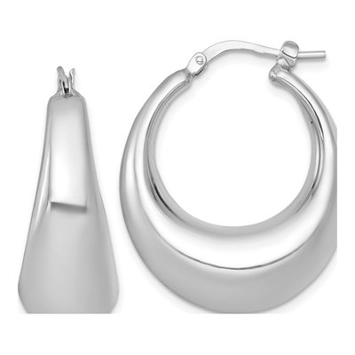 Sterling Silver 31mm Puffed Hoop Earrings