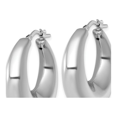 Sterling Silver 31mm Puffed Hoop Earrings – view 3