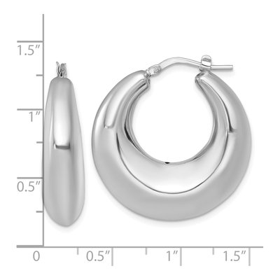 Sterling Silver 31mm Puffed Hoop Earrings – view 4