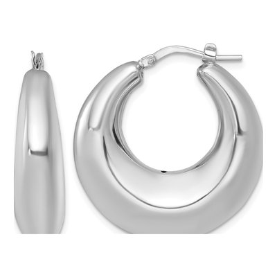 Sterling Silver 31mm Puffed Hoop Earrings