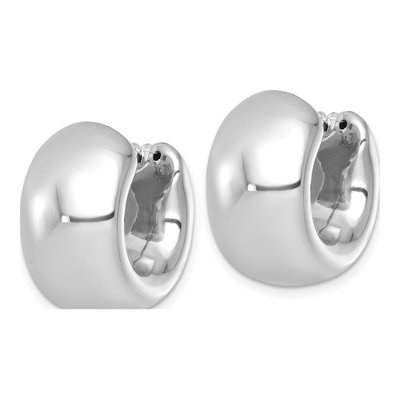 Sterling Silver 20mm Hollow Huggie Hoop Earrings – view 3