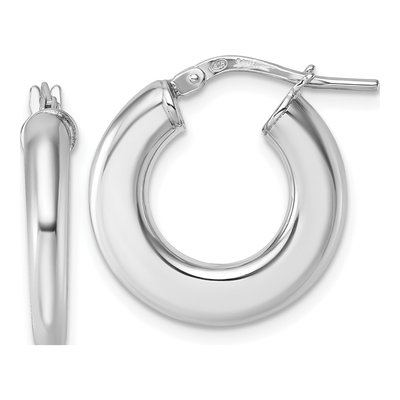Sterling Silver 21mm Tapered Tube Hoop Earrings