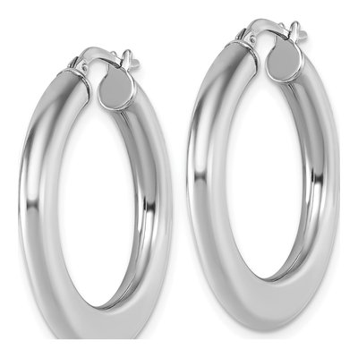 Sterling Silver 30mm Flat Tapered Hoop Earrings – view 3