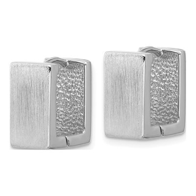 Sterling Silver 14mm Square Huggie Hoop Earrings – view 3
