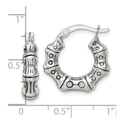 Sterling Silver 20mm Bamboo Textured Huggie Hoop Earrings – view 4