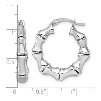 Sterling Silver 27mm Bamboo Round Hoop Earrings – view 4