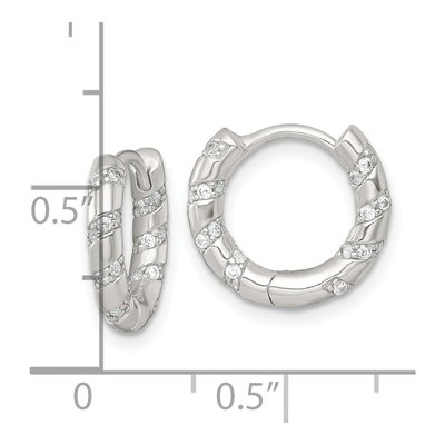 Sterling Silver 13mm CZ Huggie Hoop Earrings – view 4