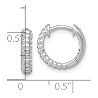 Sterling Silver 13mm Grooved Huggie Hoop Earrings – view 4