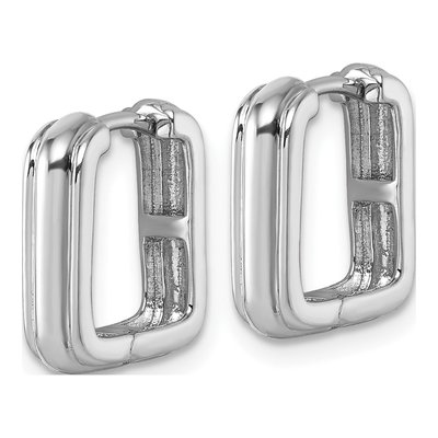 Sterling Silver 14mm Square Huggie Hoop Earrings – view 3