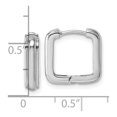 Sterling Silver 14mm Square Huggie Hoop Earrings – view 4