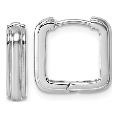 Sterling Silver 14mm Square Huggie Hoop Earrings