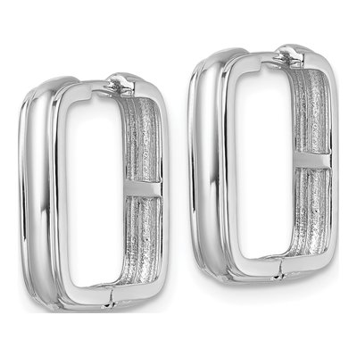 Sterling Silver 18mm Square Huggie Hoop Earrings – view 3