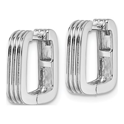 Sterling Silver 14mm Square Huggie Hoop Earrings – view 3