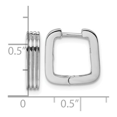 Sterling Silver 14mm Square Huggie Hoop Earrings – view 4