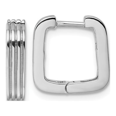 Sterling Silver 14mm Square Huggie Hoop Earrings