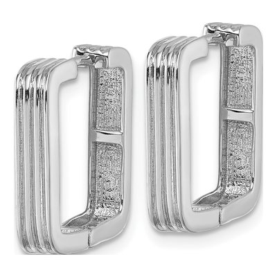 Sterling Silver 18mm Grooved Square Huggie Hoop Earrings – view 3