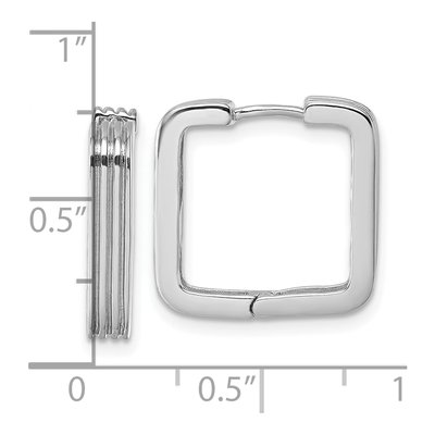 Sterling Silver 18mm Grooved Square Huggie Hoop Earrings – view 4
