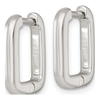 Sterling Silver 16mm Rectangular Huggie Hoop Earrings – view 2
