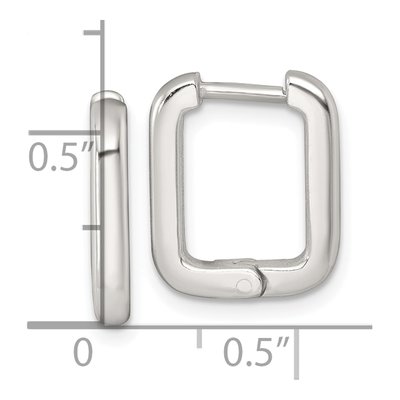 Sterling Silver 16mm Rectangular Huggie Hoop Earrings – view 3