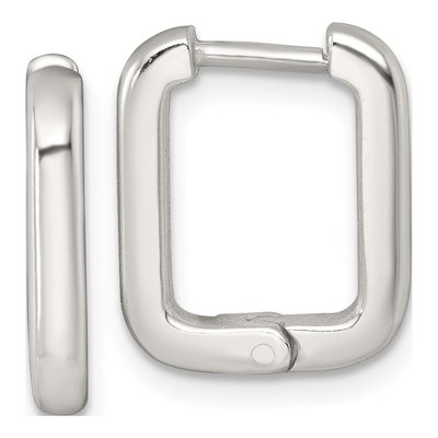 Sterling Silver 16mm Rectangular Huggie Hoop Earrings