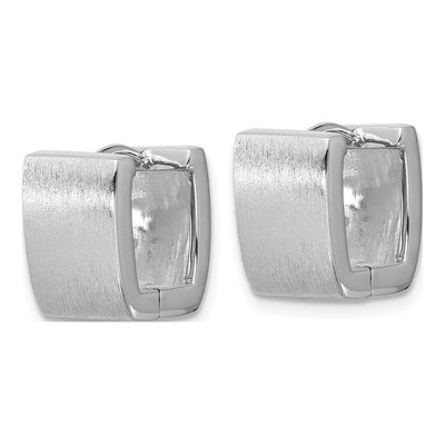 Sterling Silver 13mm Square Huggie Hoop Earrings – view 3