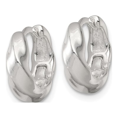 Sterling Silver 13mm Twisted Tapered Huggie Hoop Earrings – view 3