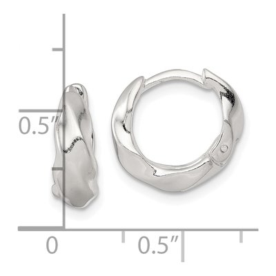 Sterling Silver 13mm Twisted Tapered Huggie Hoop Earrings – view 4