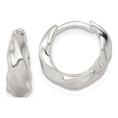 Sterling Silver 13mm Twisted Tapered Huggie Hoop Earrings
