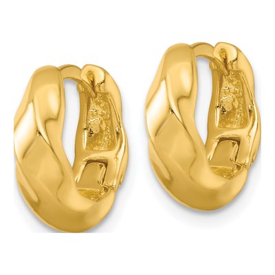 Gold-Plated Sterling Silver 13mm Twisted Huggie Hoop Earrings – view 3