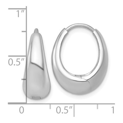 Sterling Silver 20mm Tapered Oval Huggie Hoop Earrings – view 4