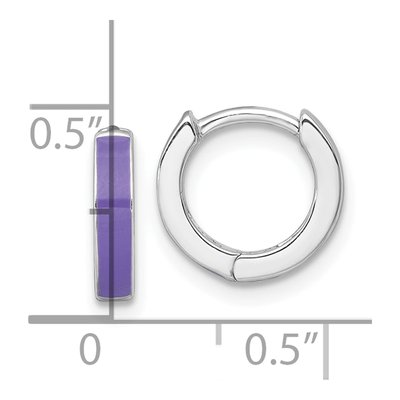 Sterling Silver 11mm Purple Enamel Huggie Hoop Earrings – view 4